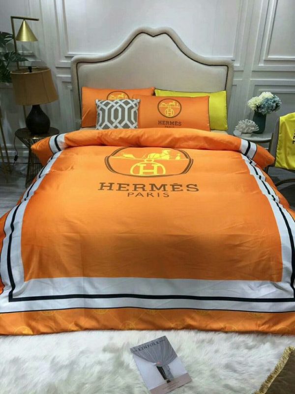 Hermes Paris Luxury Brand Type Bedding Sets Duvet Cover Bedroom Sets 100