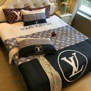 LV Type Bedding Sets Duvet Cover LV Bedroom Sets Luxury Brand Bedding 108