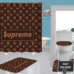 Louis Vuitton Supreme Luxury Brown Monogram Window Curtain 016