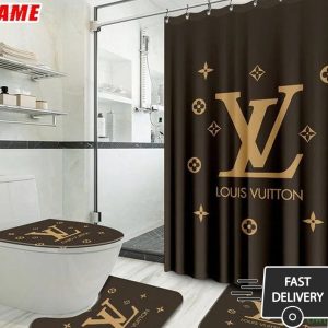 Luxury Louis Vuitton Brown With Brand Logo Window Curtain 022