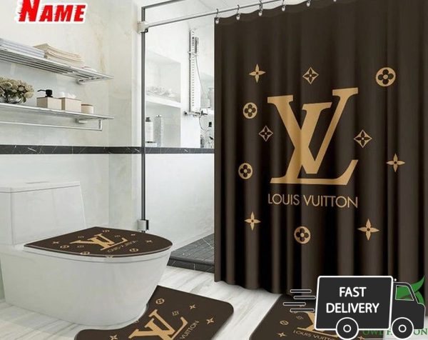 Luxury Louis Vuitton Brown With Brand Logo Window Curtain 022