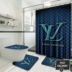 Luxury Louis Vuitton Dark Blue With Monogram Logo Window Curtain 023