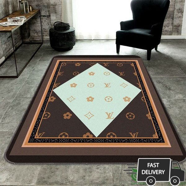 Luxury Louis Vuitton Rhombus Monogram Carpet Rug 011