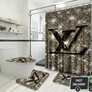 Luxury Louis Vuitton Twinkle Golden Black Window Curtain 028