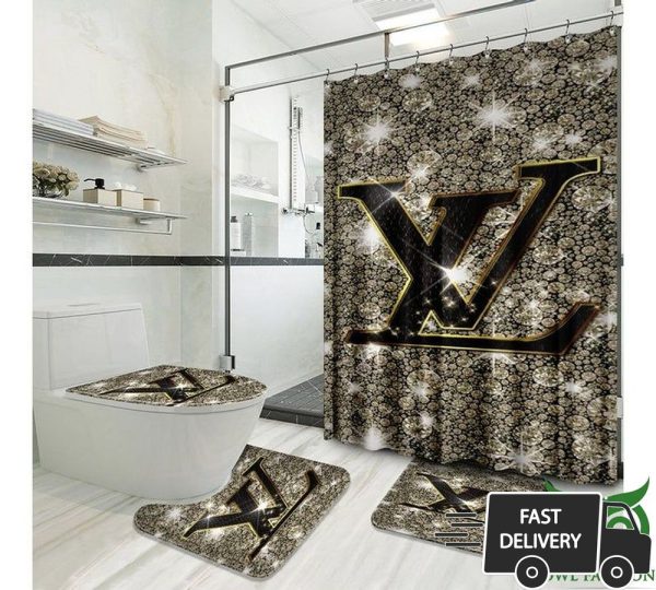 Luxury Louis Vuitton Twinkle Golden Black Window Curtain 028