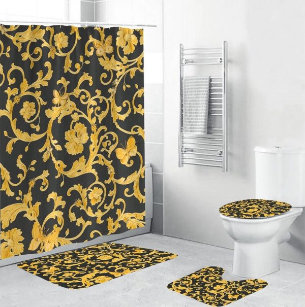 Baroque Pattern Versace Shower Curtain Set 001