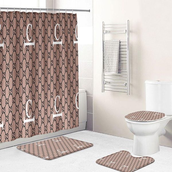 Beige White Logo Gucci Shower Curtain 003