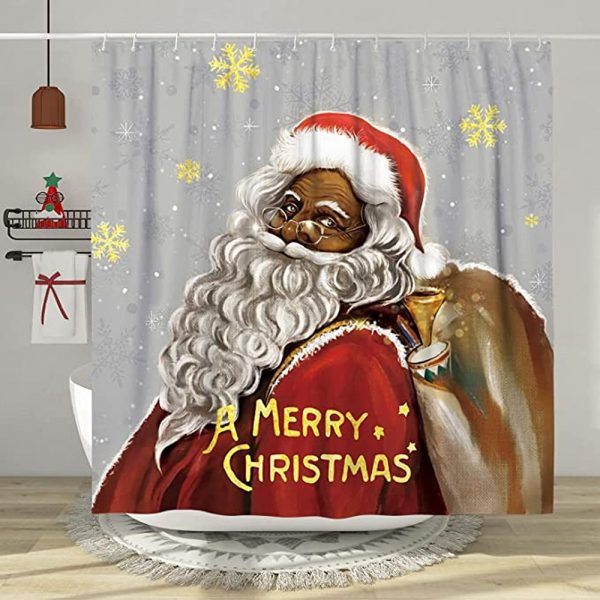 Black Santa Claus Shower Curtain 001