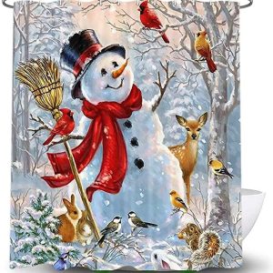 Christmas Cute Snowman Shower Curtain 005