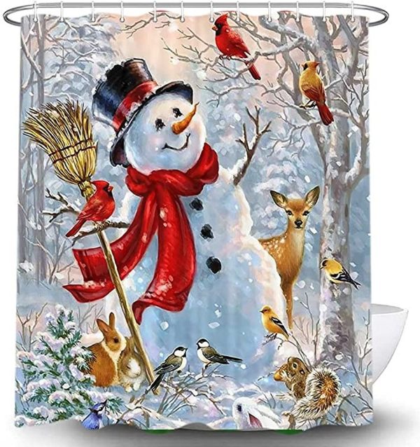 Christmas Cute Snowman Shower Curtain 005