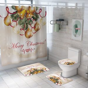 Christmas Shower Curtain Bell Ball Ornament 010