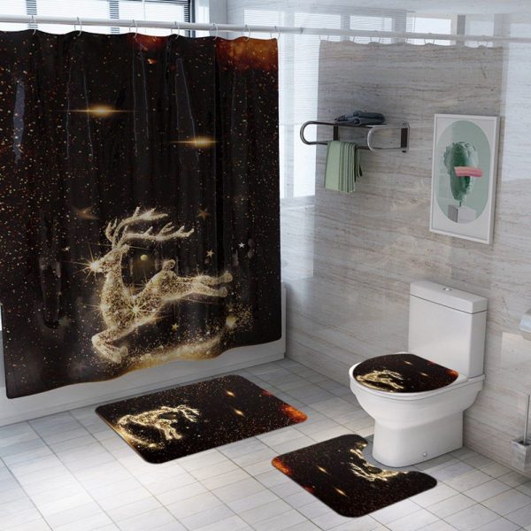 Christmas Shower Curtain Deer Black Knight 018