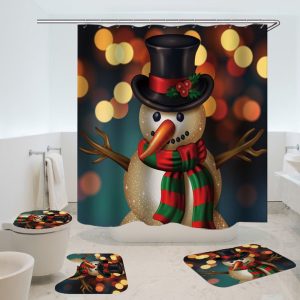 Christmas Shower Curtain Deer Cartoon Night 020