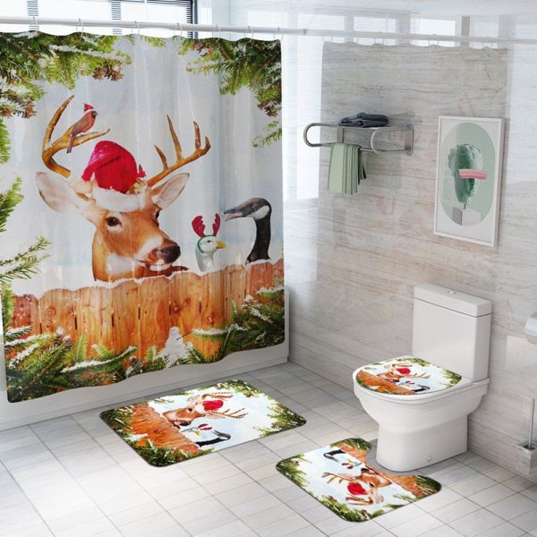 Christmas Shower Curtain Deer Christmas 021