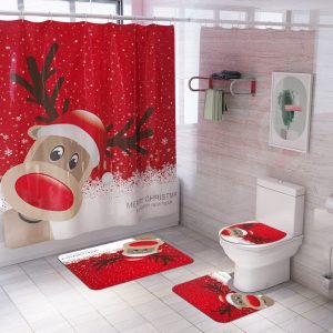 Christmas Shower Curtain Deer Funny 022