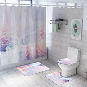 Christmas Shower Curtain Deer Rainbow 023