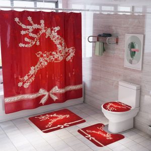 Christmas Shower Curtain Deer Snow Fly 027