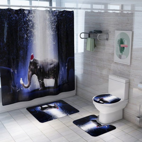 Christmas Shower Curtain Elephant 030