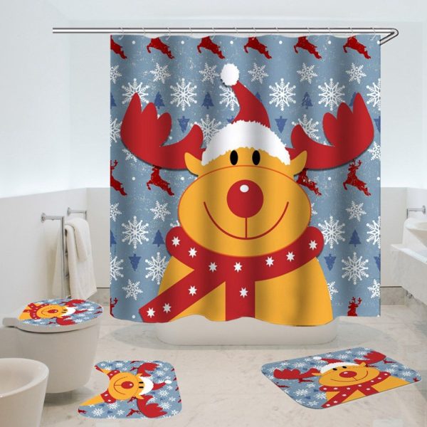 Christmas Shower Curtain Funny Deer 033