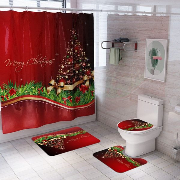 Christmas Shower Curtain Land Tree 038