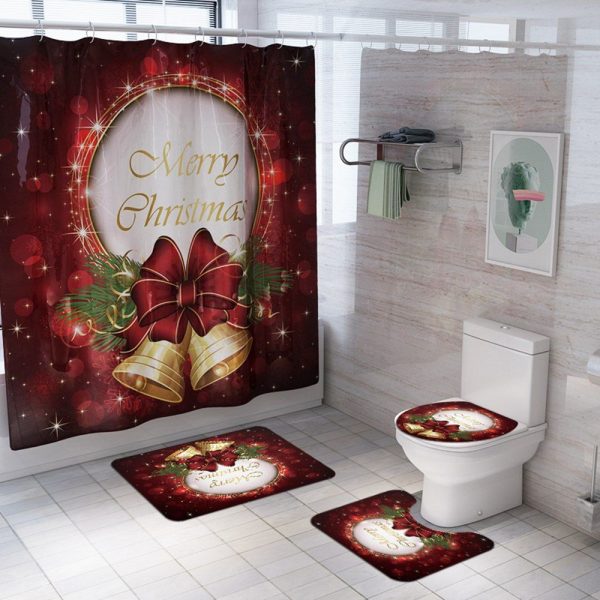 Christmas Shower Curtain Merry Christmas Bell 040