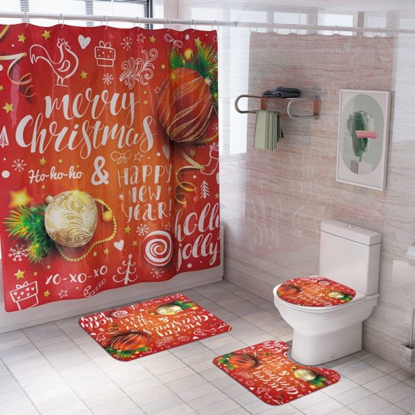 Christmas Shower Curtain Merry Christmas New Year 041