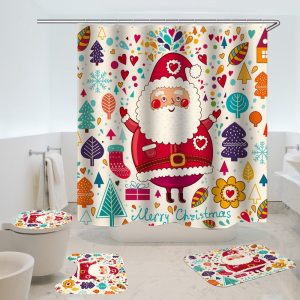 Christmas Shower Curtain Santa Claus Funny Kids 053