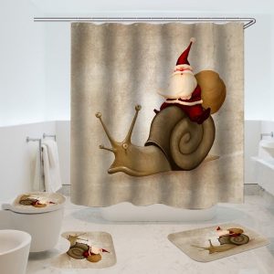 Christmas Shower Curtain Santa Claus Snail 055