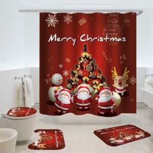 Christmas Shower Curtain Santa Dwarves 057