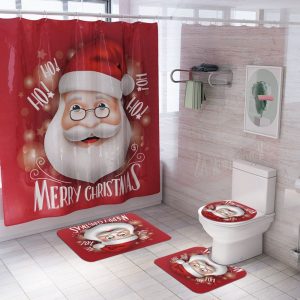 Christmas Shower Curtain Santa Happy 060