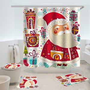 Christmas Shower Curtain Santa Presents 062