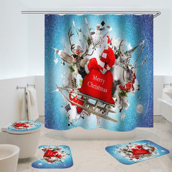 Christmas Shower Curtain Santa World 064