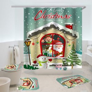 Christmas Shower Curtain Snow House 065