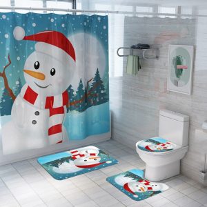 Christmas Shower Curtain Snowman Cartoon 069