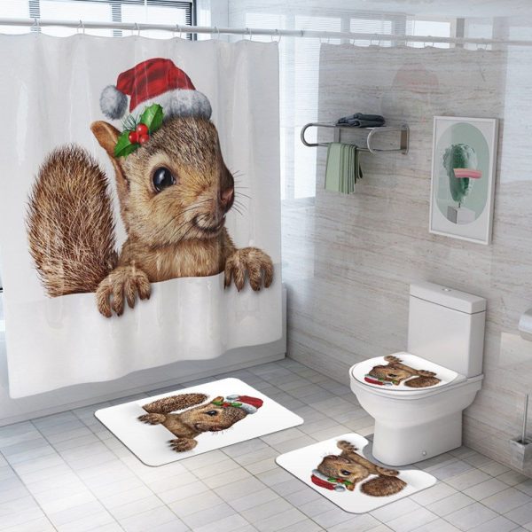 Christmas Shower Curtain Squirrel 045