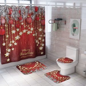 Christmas Shower Curtain Starts Ornaments 073