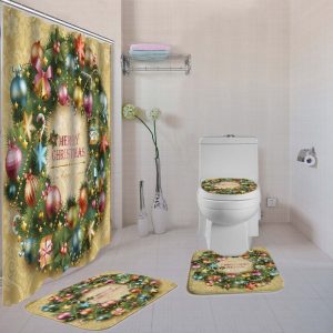 Christmas Shower Curtain Wreath 076