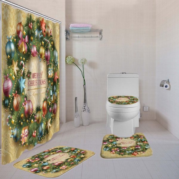 Christmas Shower Curtain Wreath 076