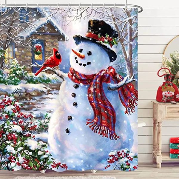 Christmas Snowman Shower Curtain 077