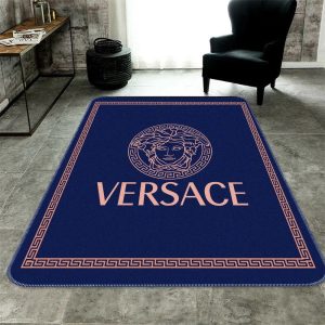 Dark Blue Versace Living Room Carpet And Rug 020