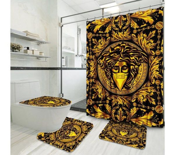 Gold Versace Shower Curtain Set 012