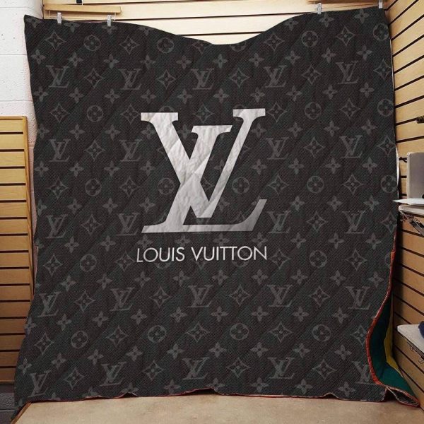 Gray Logo Louis Vuitton Blanket 026