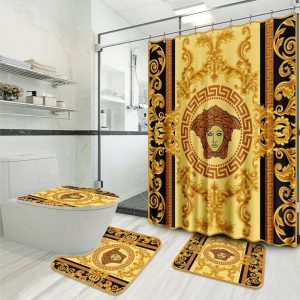 Luxury Gold Versace Shower Curtain Set 017