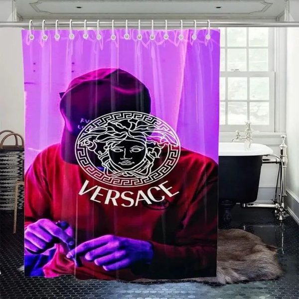 Purple Versace Shower Curtain Set 020