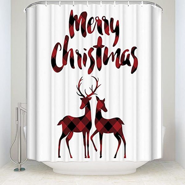 Red Black Buffalo Shower Curtain 085