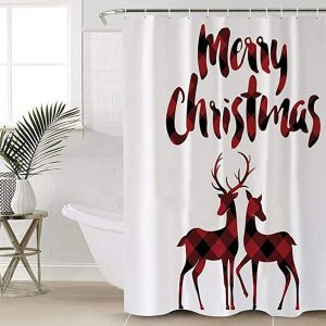 Red Black Buffalo Shower Curtain 085