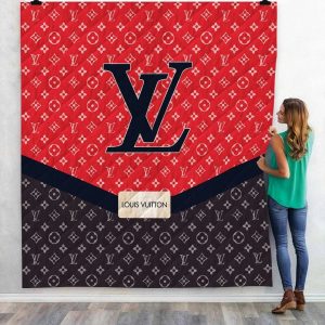 Red Black Fashion Louis Vuitton Blanket 046