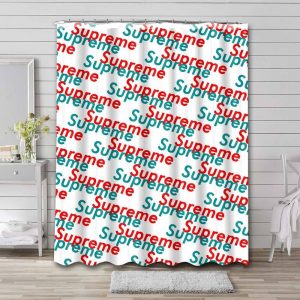 Red Green Pattern Supreme Shower Curtain Set 029