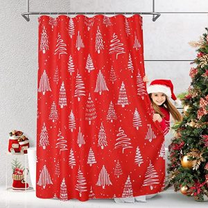 Red Xmas Shower Curtain 093