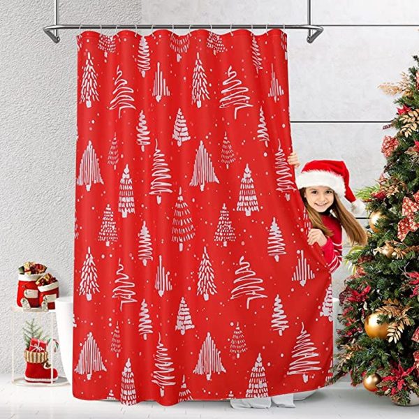 Red Xmas Shower Curtain 093